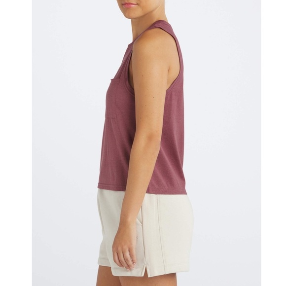 NWT THREADS 4 THOUGHT Burgundy Organic Cotton Sleeveless Crewneck Pocket Tank L - Picture 7 of 9